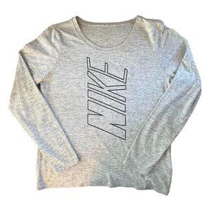 Nike Athletic T-shirt Youth Girl's XL Gray Scoop Neck Long Sleeve Base Layer
